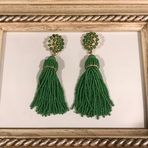 Green Tassel Earrings